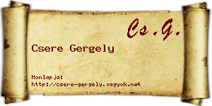 Csere Gergely névjegykártya
